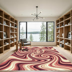 Crimson Swirl Marble Abstract Rug