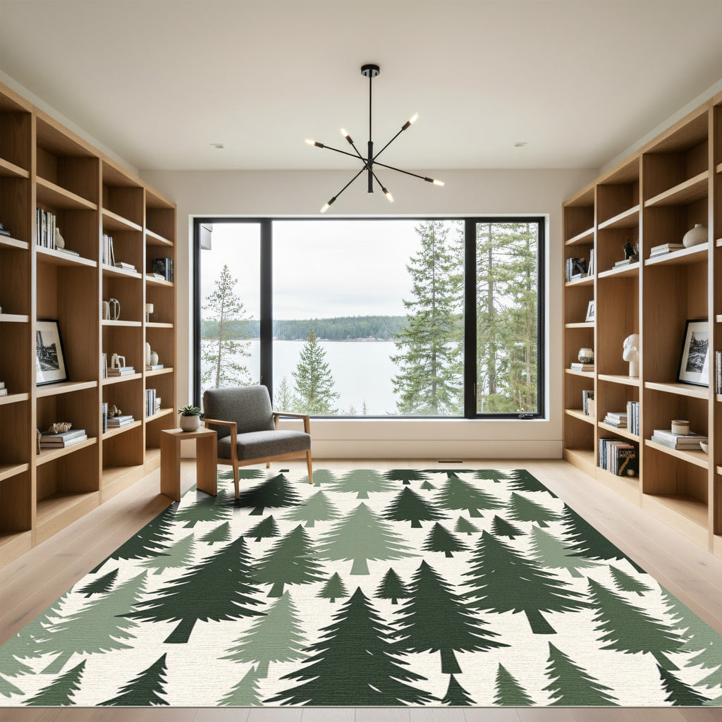 Forest Pine Tree Sage Woodland Rug