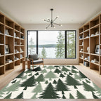 Forest Pine Tree Sage Woodland Rug