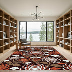 Red White Chrysanthemum Floral Clouds Rug