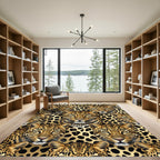 Majestic Golden Leopard Face Repeating Spots Rug
