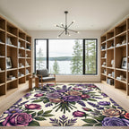 Romantic Lavender and Purple Rose Bouquet Rug