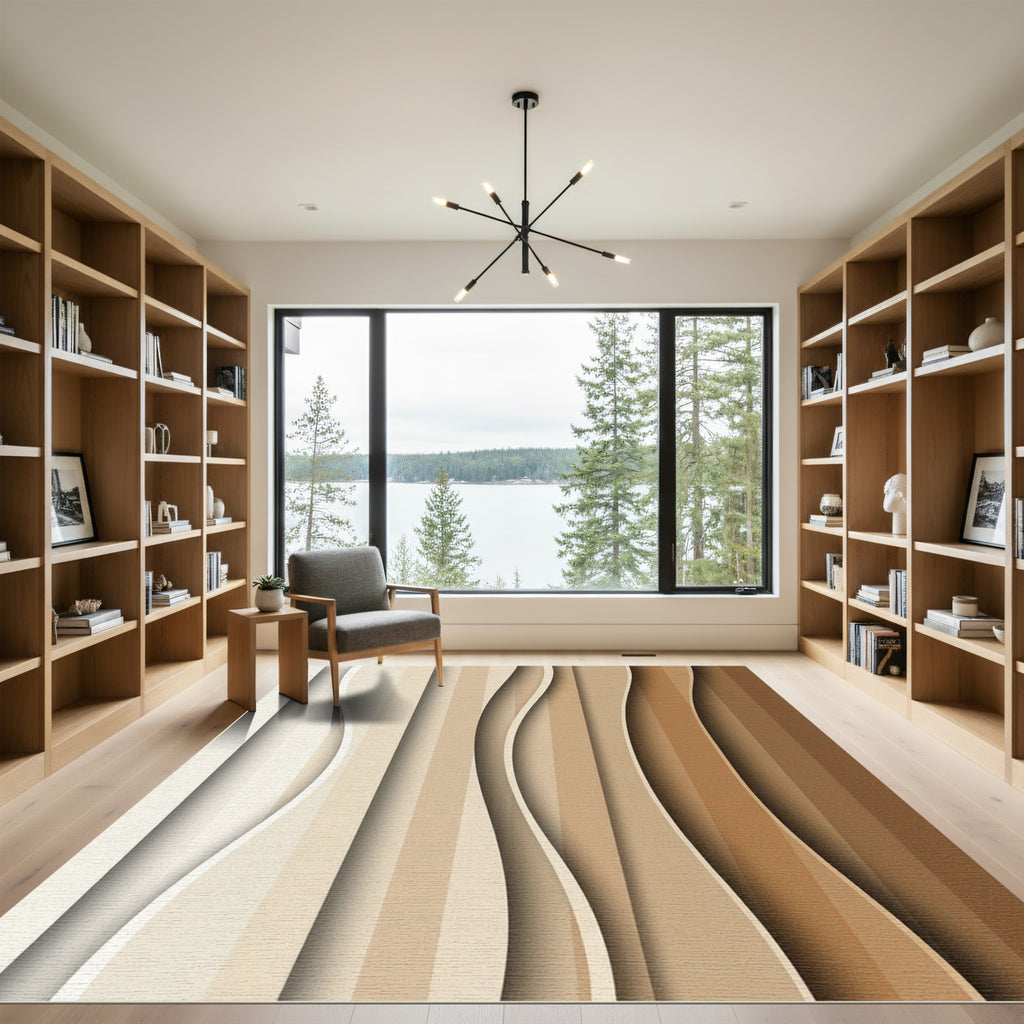 Earthy Tones Layered Curves Rug