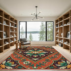 Terracotta Floral Lotus Medallion Rug