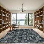 Modern Monochrome Woven Basket Weave Rug