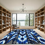 Blue Indigo Tie Dye Tribal Stripes Rug