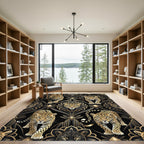 Gold Black Leopard Art Deco Rug
