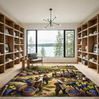 Pastoral Vineyard Harvest Landscape Scene Rug