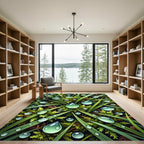 Lush Green Dewy Grass Forest Rug