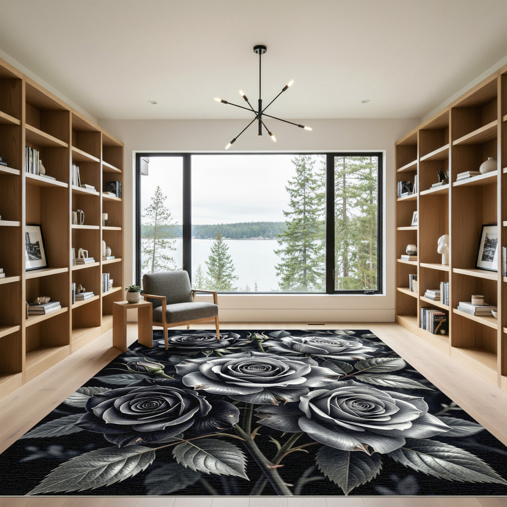 Monochromatic Elegant Rose Cluster Rug