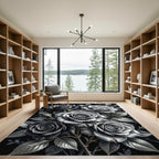 Monochromatic Elegant Rose Cluster Rug