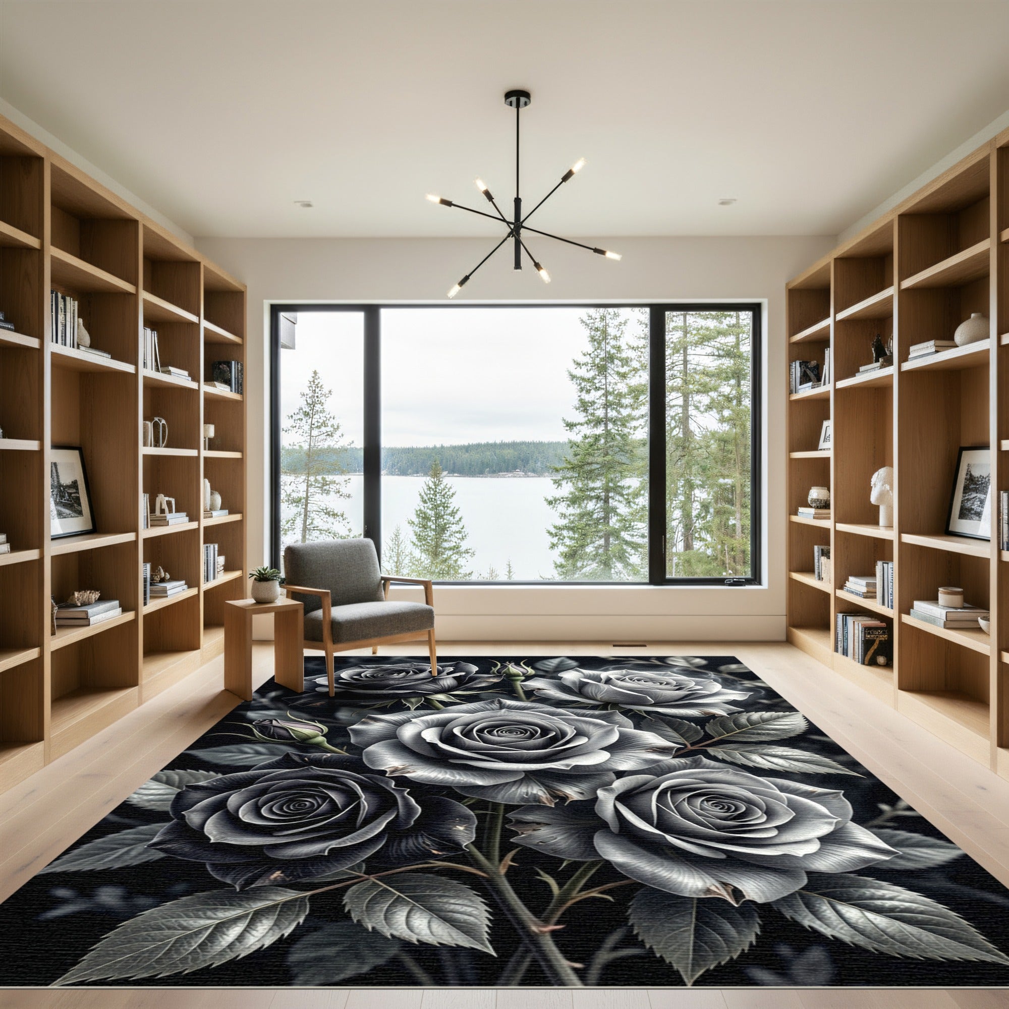 Monochromatic Elegant Rose Cluster Rug