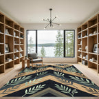 Modern Chevron Leaf Forest Floor Rug