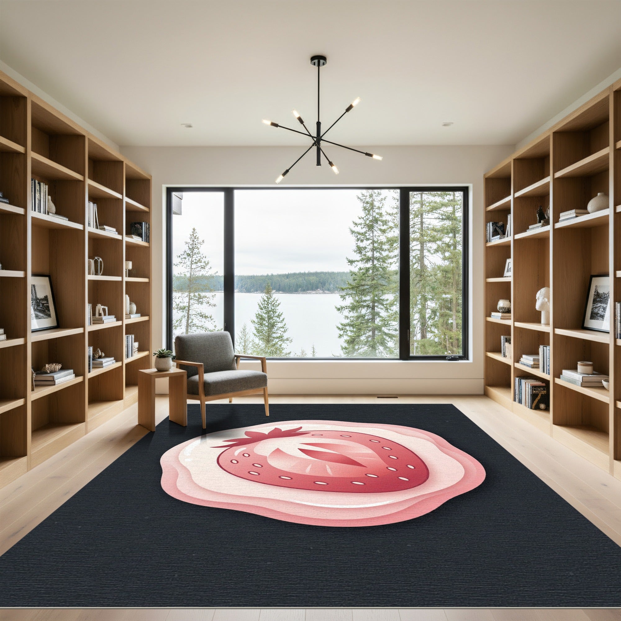 Pink Strawberry Slice Layered Art Rug