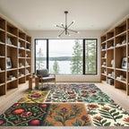 Pomegranate Patchwork Floral Folk Art Rug