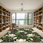 Cream Magnolia Blossom Garden Rug