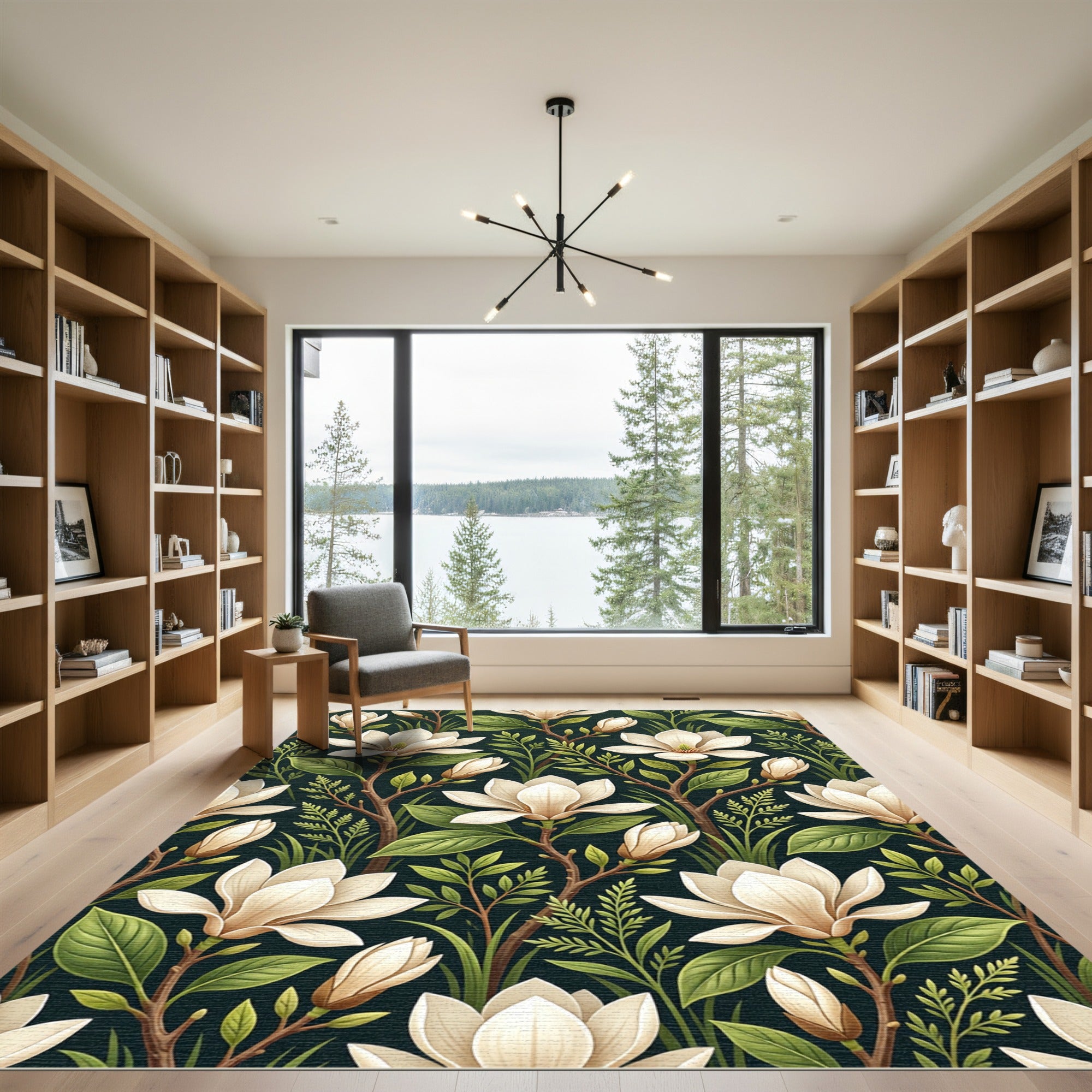 Cream Magnolia Blossom Garden Rug