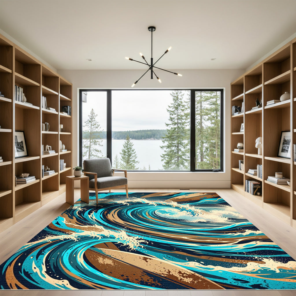 Ocean Wave Surfing Dream Rug
