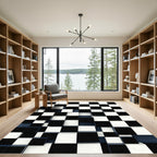 Modern Monochrome Geometric Three Dimensional Cube Rug