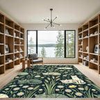 Green Tabby Cats Amidst Wildflowers Rug