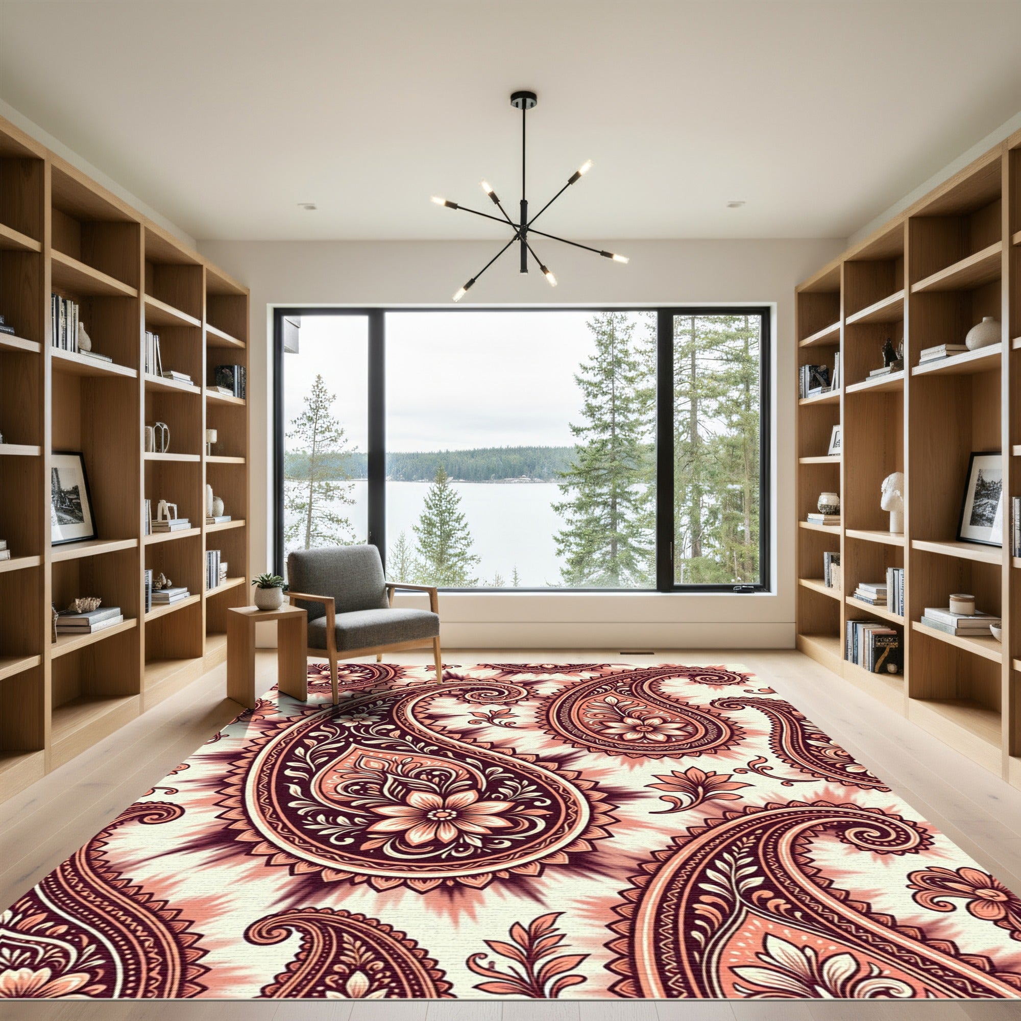 Coral Paisley Floral Medallion Rug