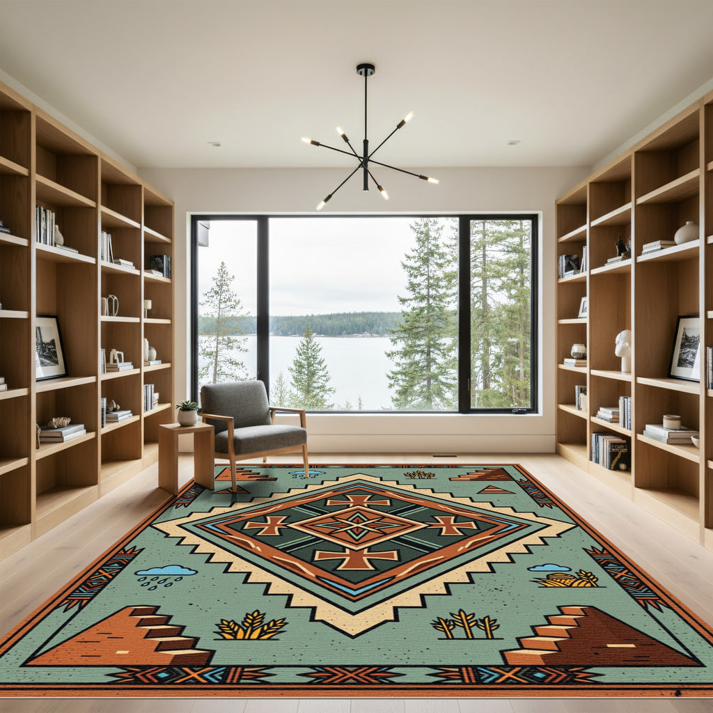 Southwestern Aztec Diamond Earthy Area Rug