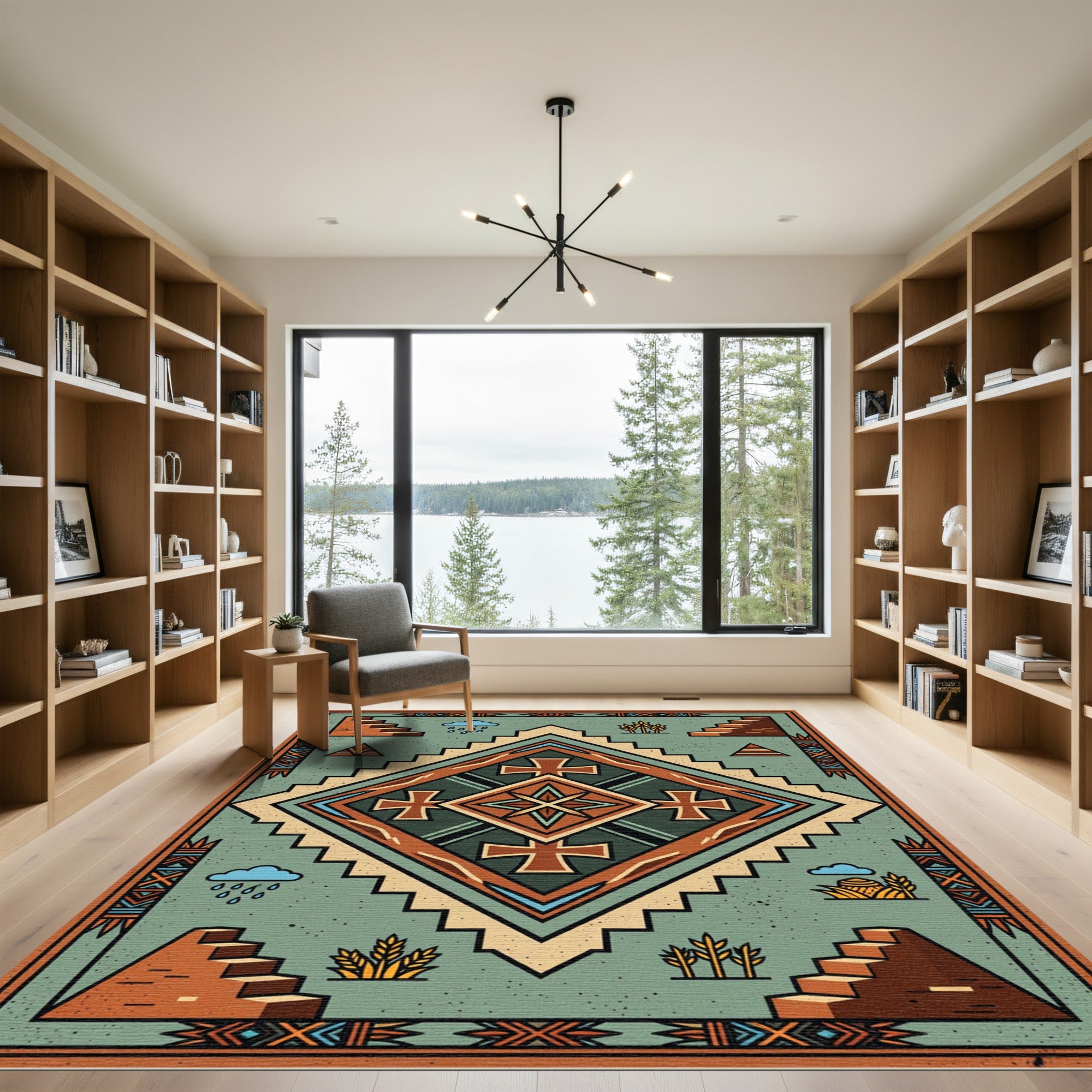 Southwestern Aztec Diamond Earthy Area Rug