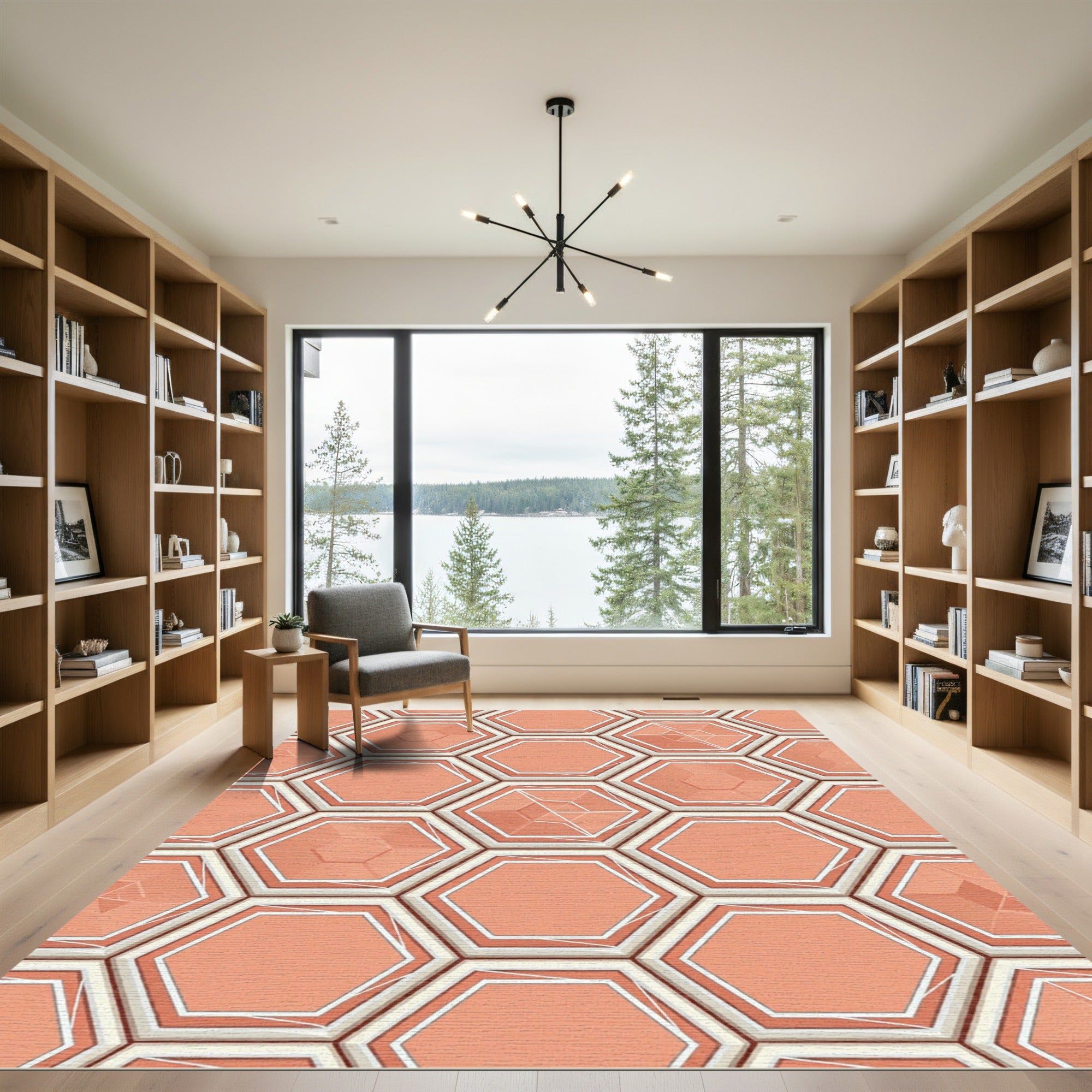 Coral Hexagon Tessellation Texture Rug