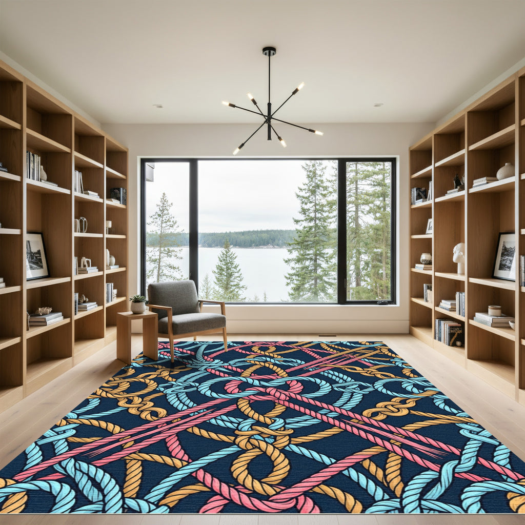 Intricate Nautical Rope Knot Trellis Rug