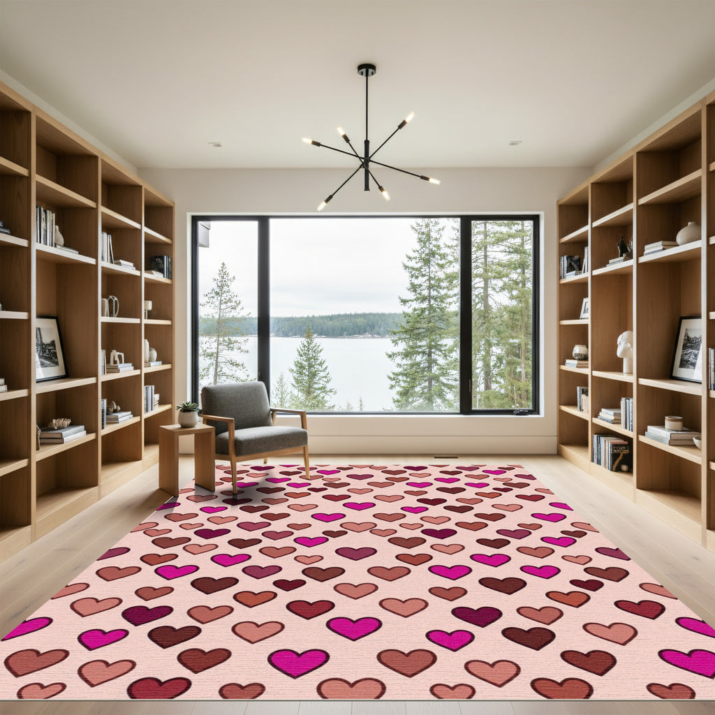 Sweet Cherry Red Hearts Scattered Rug