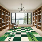 Bold Green Plaid Blocks Rug