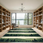 Earthy Forest Silhouette Striped Area Rug