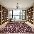 Rose Gold Vine Leaf Scroll Rug
