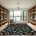 Monochromatic Floral Vine Scroll Rug