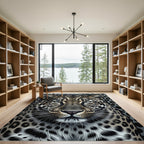 Realistic Leopard Spot Animalistic Portrait Rug