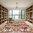Whimsical Orange Fox Woodland Acorn Illustration Rug