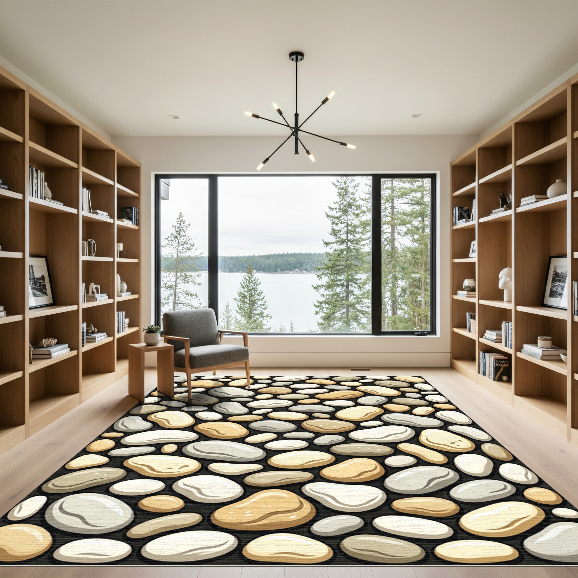 Earthy Pebble Stone Neutral Accent Rug