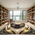 Elegant Gold Art Deco Siamese Cat Rug