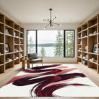 Deep Red Swirl Brush Stroke Rug