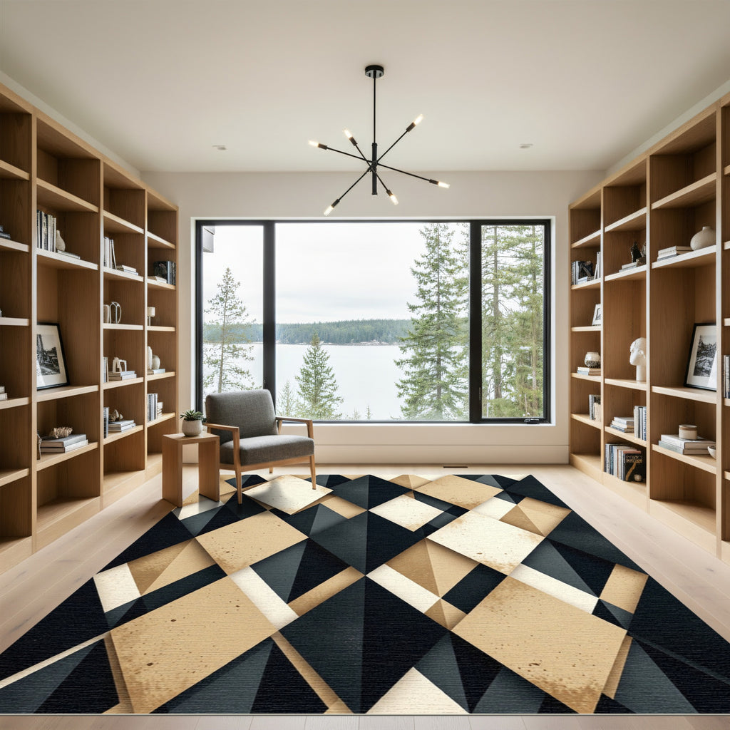 Geometric Diamond Composition In Beige Rug
