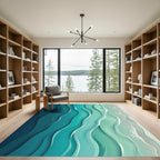 Modern Gradient Teal Ocean Wave Rug