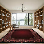 Ornate Oxblood Baroque Filigree Frame Rug