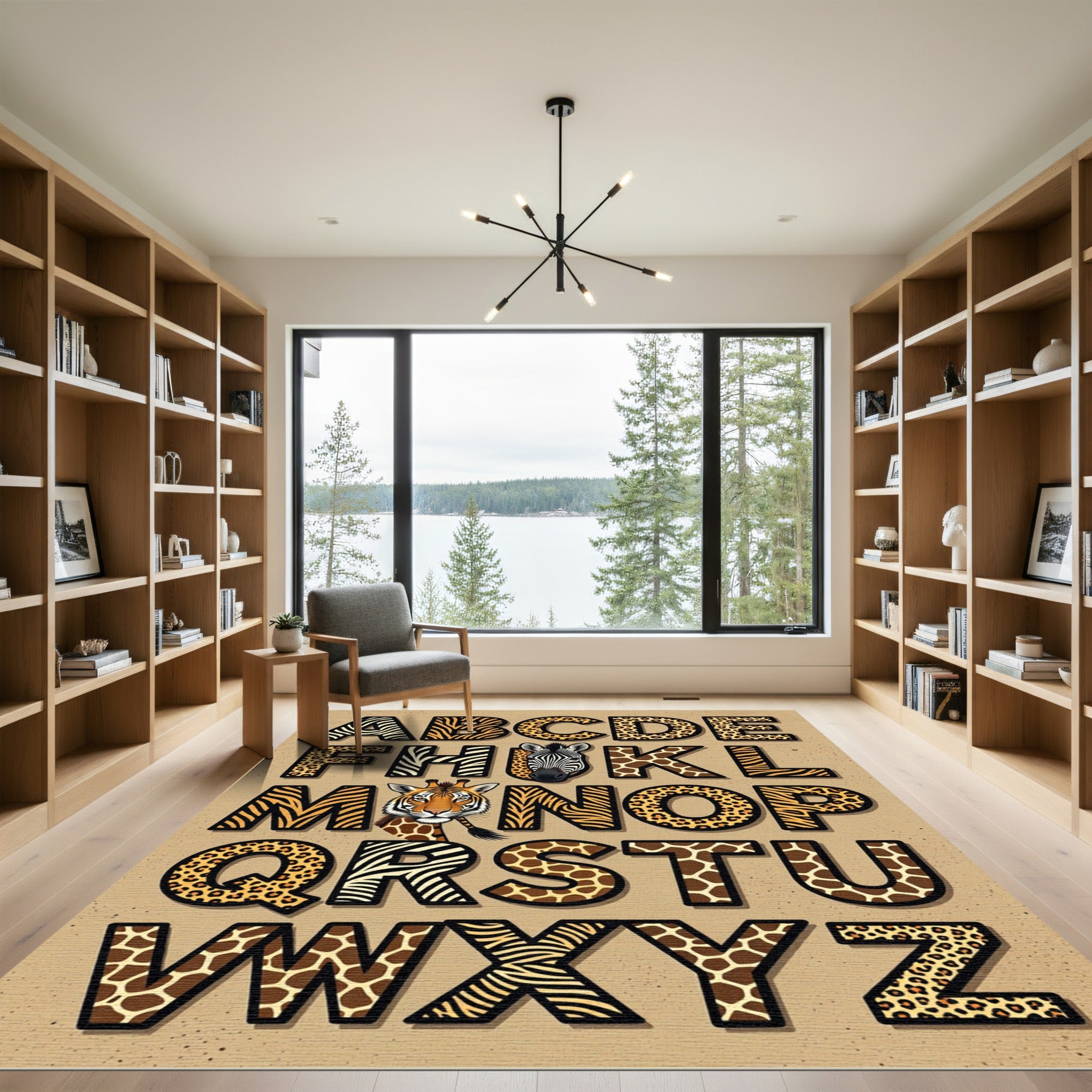 Playful Animal Alphabet Safari Kids Rug