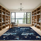 Cosmic Stardust World Map Globes Rug