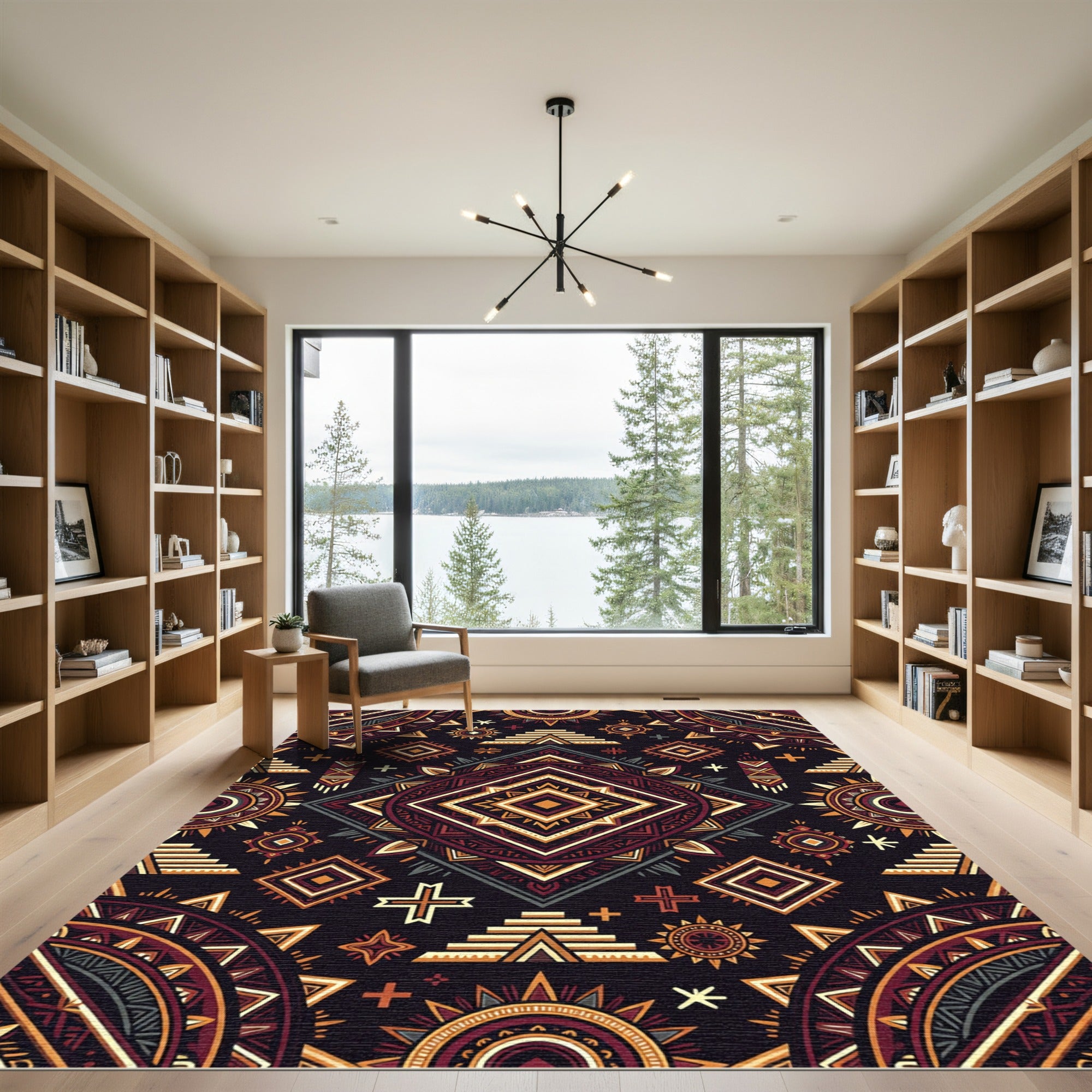 Earthy Aztec Geometric Diamond Art Rug