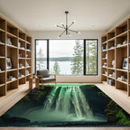 Evergreen Waterfall Cascade Landscape Rug