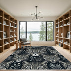 Monochrome Leopard Face Jungle Art Rug