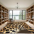 Vibrant Golden Leopard Fur Spotted Area Rug