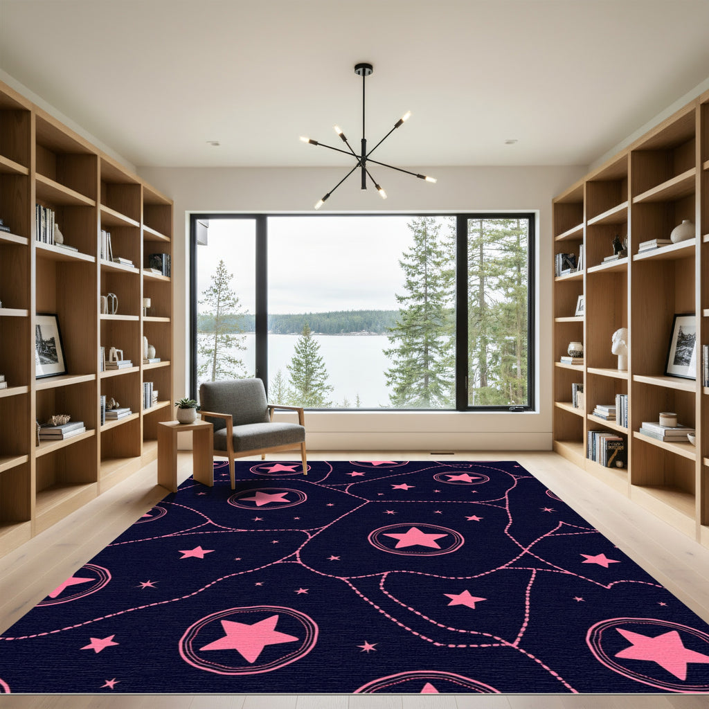 Pink Star Constellation Nebula Rug