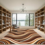 Modern Earthy Copper Wavy Stripe Rug